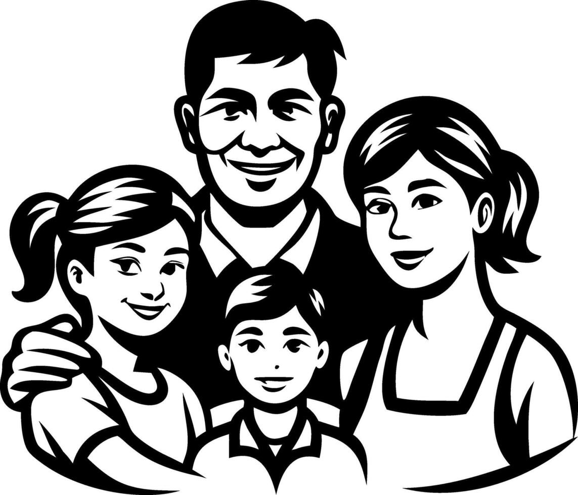 Happy Family Portrait Illustration Emphasizing Togetherness and Love for Family Activities vector