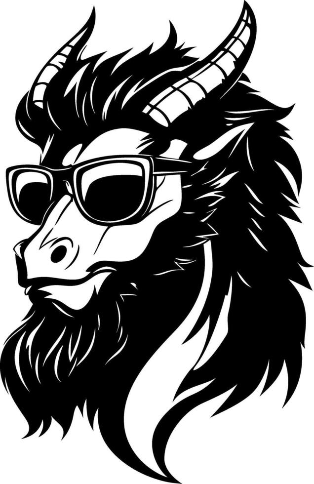 Cool Goat Head Design with Sunglasses Perfect for Tattoos and Graphic Merchandise vector