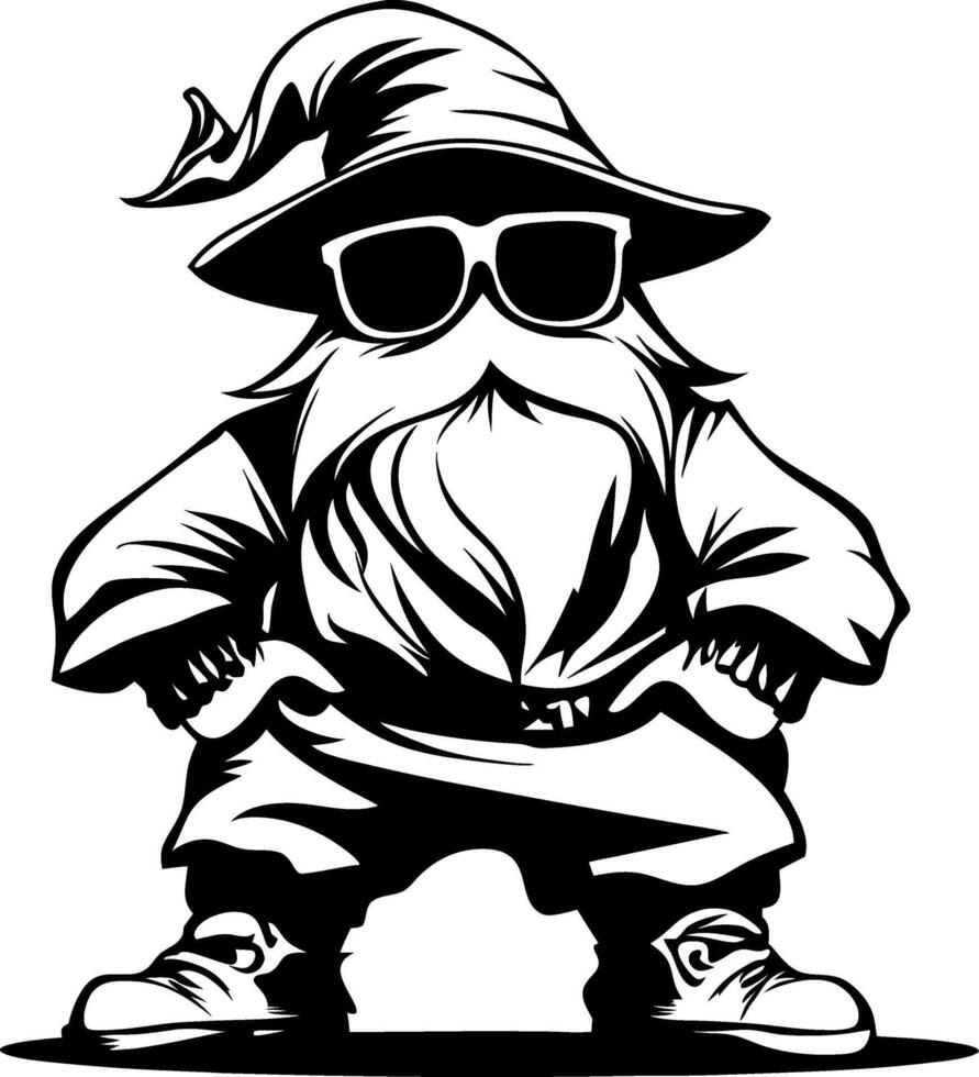 Cool Gnome Character Wearing Sunglasses and a Hat for Fun Designs and Illustrations vector