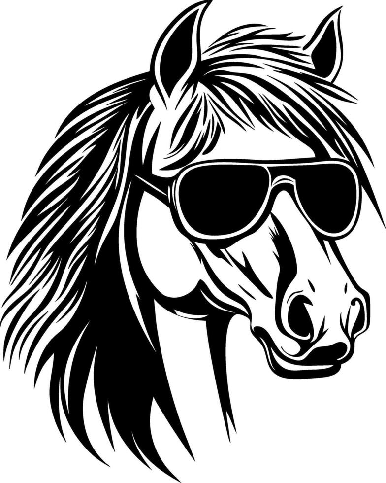 Stylish Horse Head Wearing Sunglasses Perfect for Tattoo Designs and Graphic Artwork vector