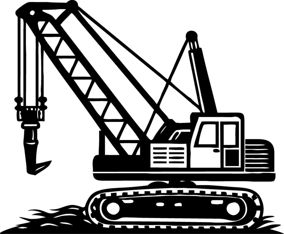 Detailed Excavator Illustration for Construction Projects and Tattoo Designs vector