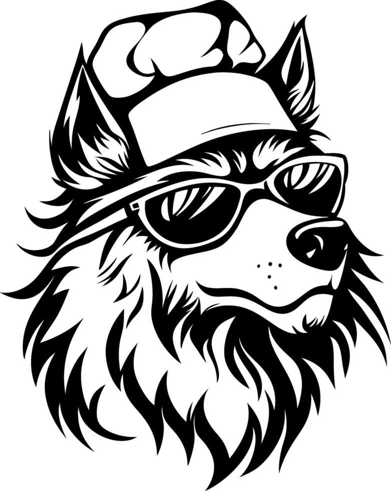 Stylish Dog Wearing Sunglasses and Chef Hat Graphic for Tattoo and Apparel Design vector