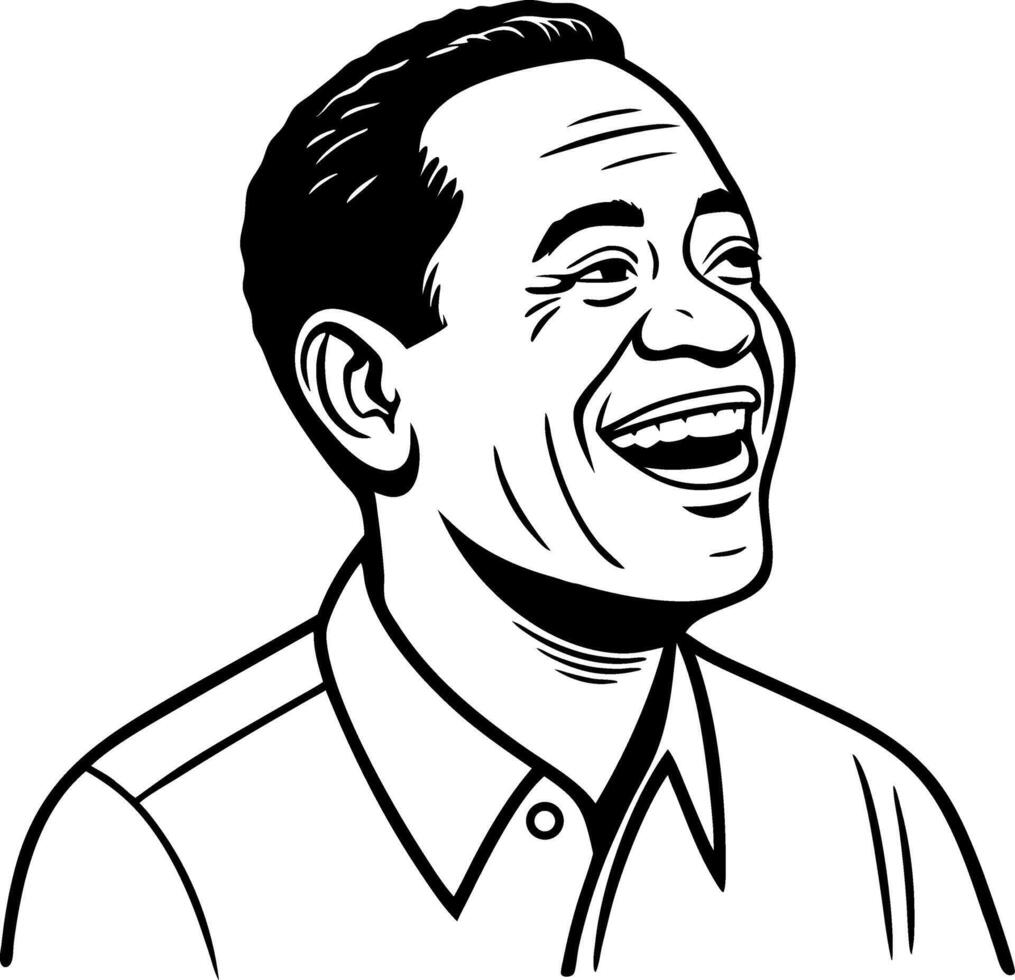 Happy Smiling Man Illustration for Tattoo Design and Coloring Book vector