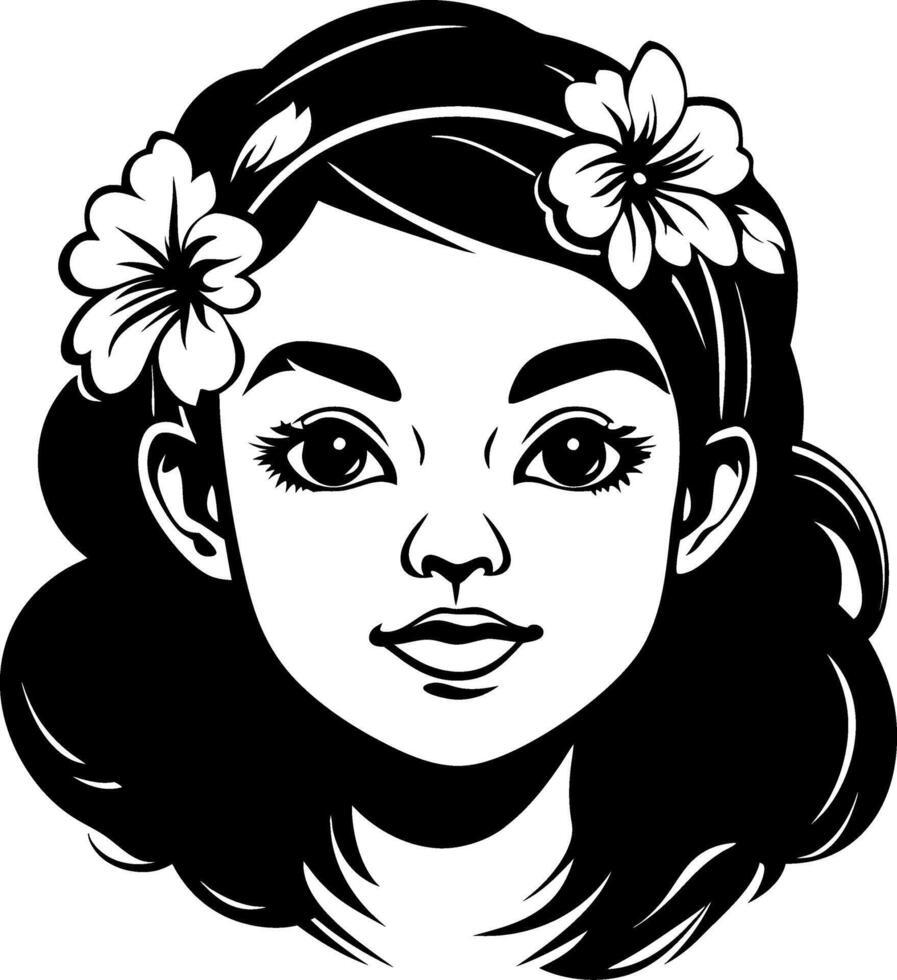 Charming Girl Character Illustration with Floral Headband for Creative Projects and Designs vector