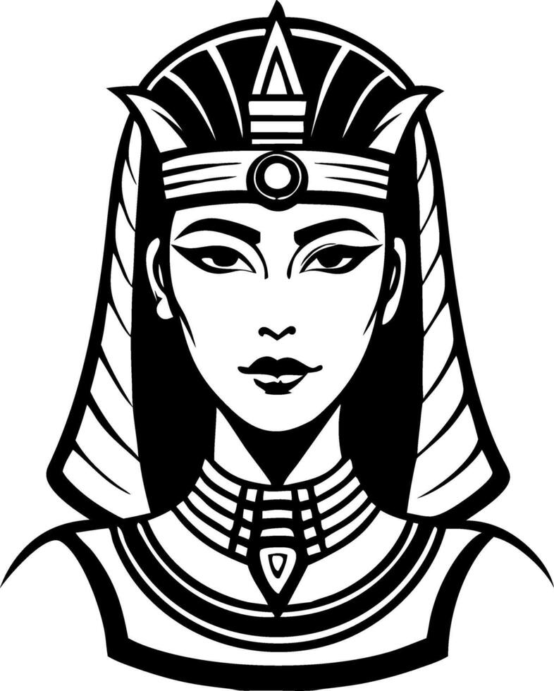 Elegant Egyptian Queen Design for Tattoo Coloring Page and Decorative Art vector