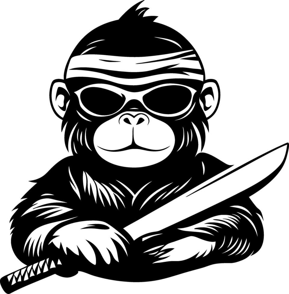 Cool Cartoon Gorilla with Sunglasses and Sword Perfect for T-Shirt Designs and Stickers vector