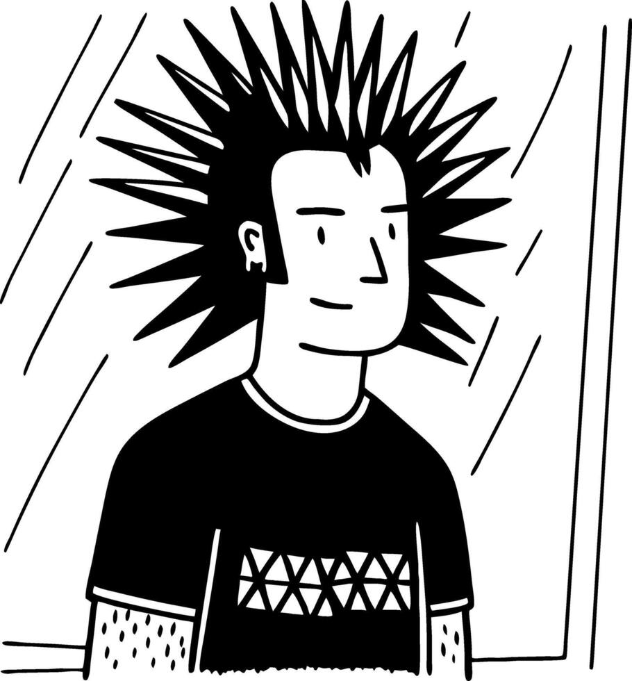 Punk Style Character with Spiky Hair and Graphic T-Shirt for Creative Projects vector