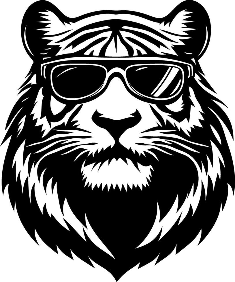 Stylish Tiger Illustration with Sunglasses Ideal for Tattoos and Apparel Design vector