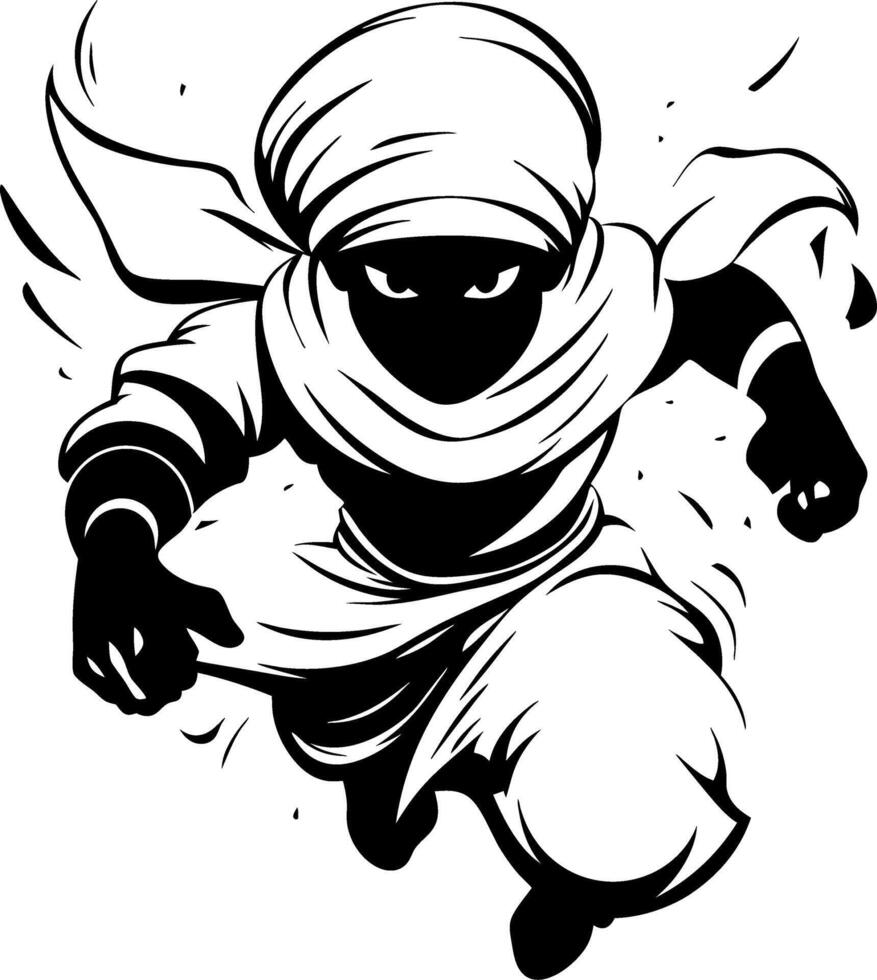 Dynamic Running Ninja Silhouette Character for Games Tattoos and Decorative Designs vector