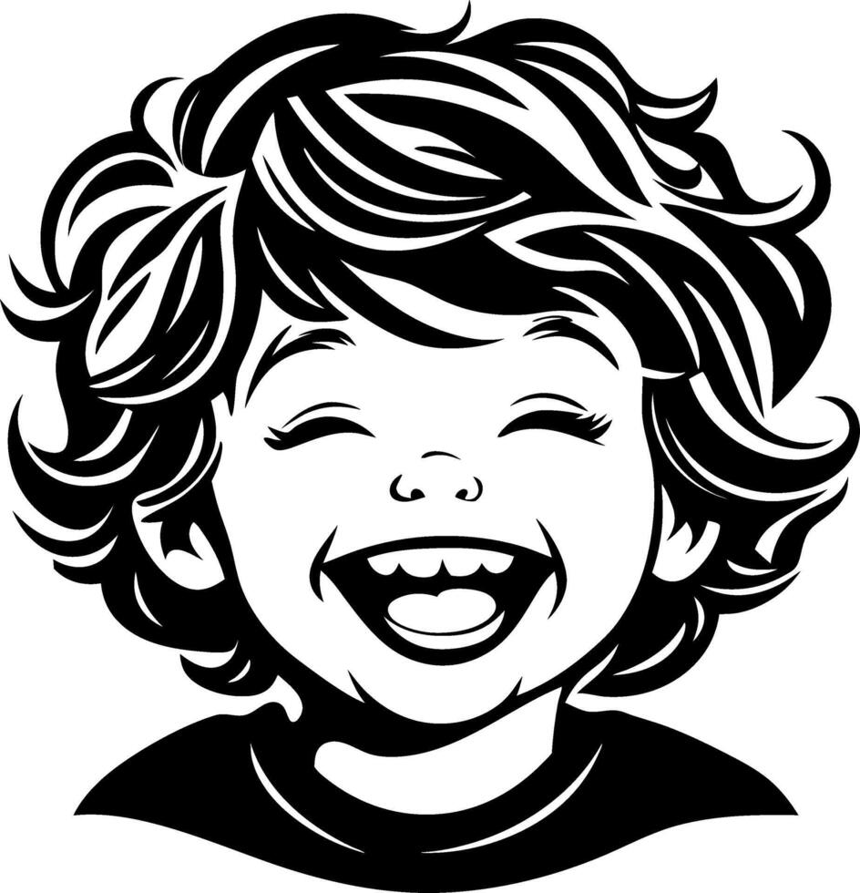 Joyful Smiling Child with Curly Hair for Fun Designs and Illustrations vector