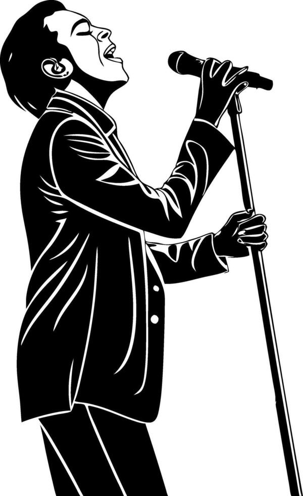 Dynamic Singer Performing on Stage Illustration for Music Events and Merchandise vector
