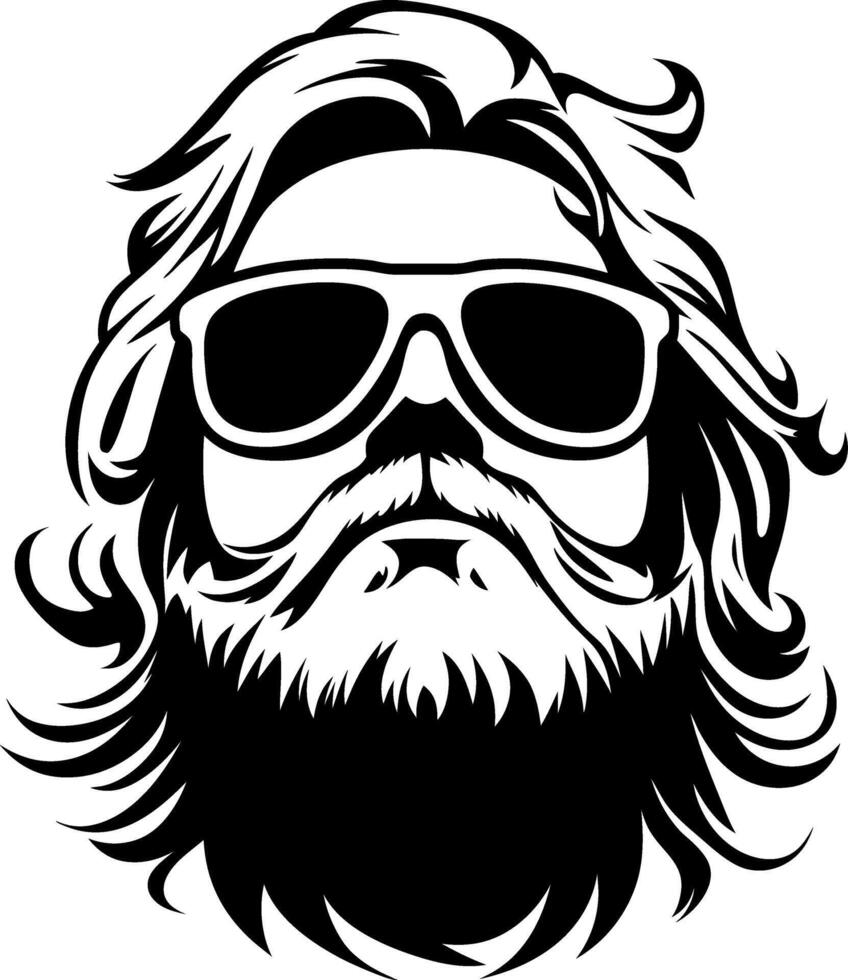 Cool Retro Bearded Man in Sunglasses Art for Tattoos and Graphic Design Projects vector