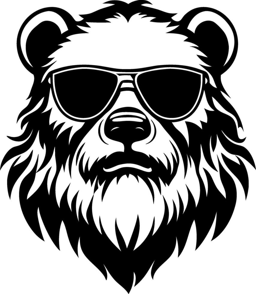 Cool Bear Head Illustration with Sunglasses Ideal for Tattoo Designs and Graphic Tees vector