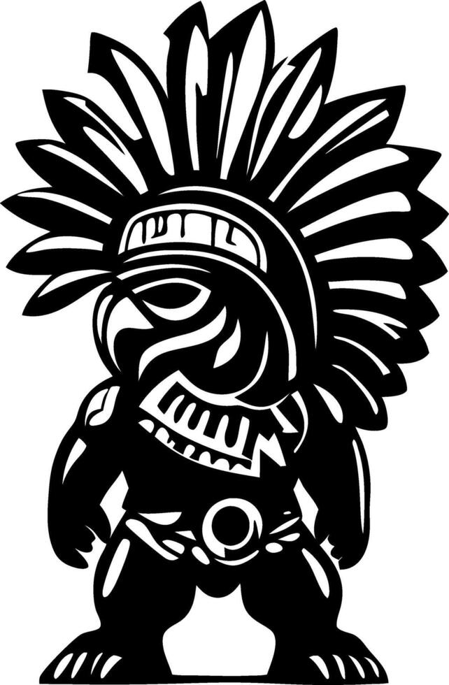 Aztec Warrior with Feathered Headdress Art Ideal for Tattoo Designs and Cultural Illustrations vector