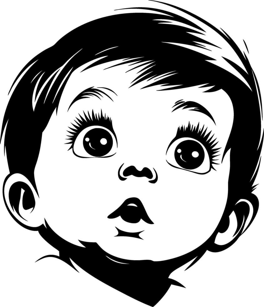Curious Baby Face Illustration for Baby Shower Decor and Childrens Projects vector