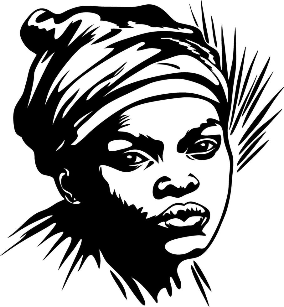Bold Female Portrait Illustration with Headwrap for Empowerment and Cultural Expression vector
