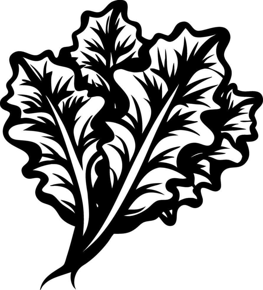 Intricate Black Silhouette of Leafy Green Vegetable Perfect for Culinary Designs and Crafts vector