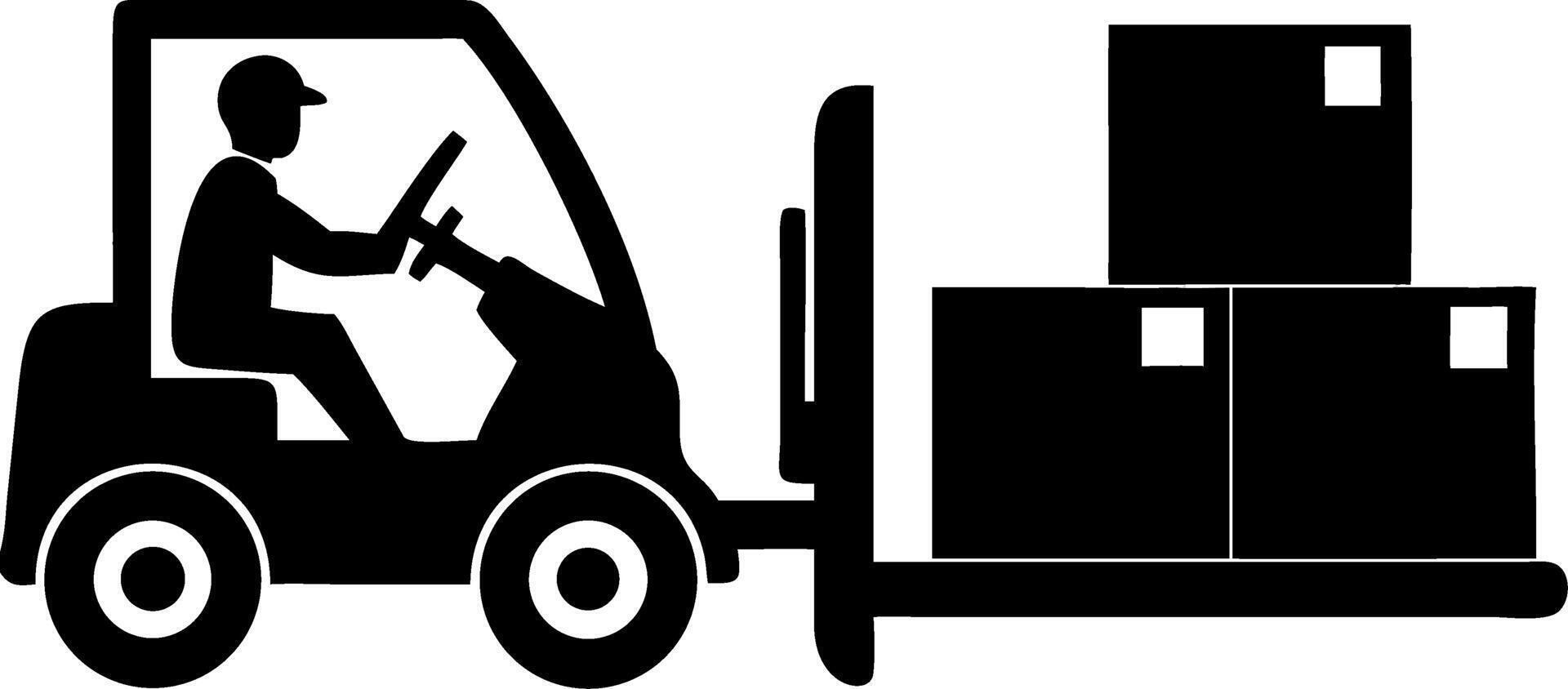 Forklift Operator Lifting Cargo Boxes Illustration for Logistics and Warehouse Use vector