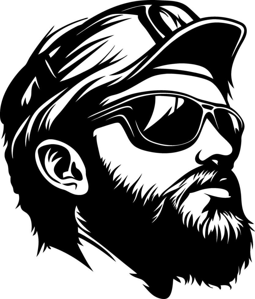 Stylish Man with Sunglasses and Beard Art Suitable for Tattoos and Graphic Design vector