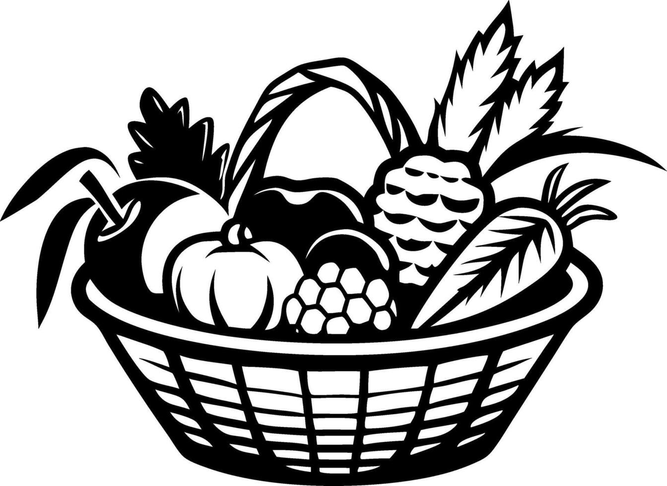 Harvest Basket Filled with Fresh Fruits and Vegetables for Culinary Illustrations vector