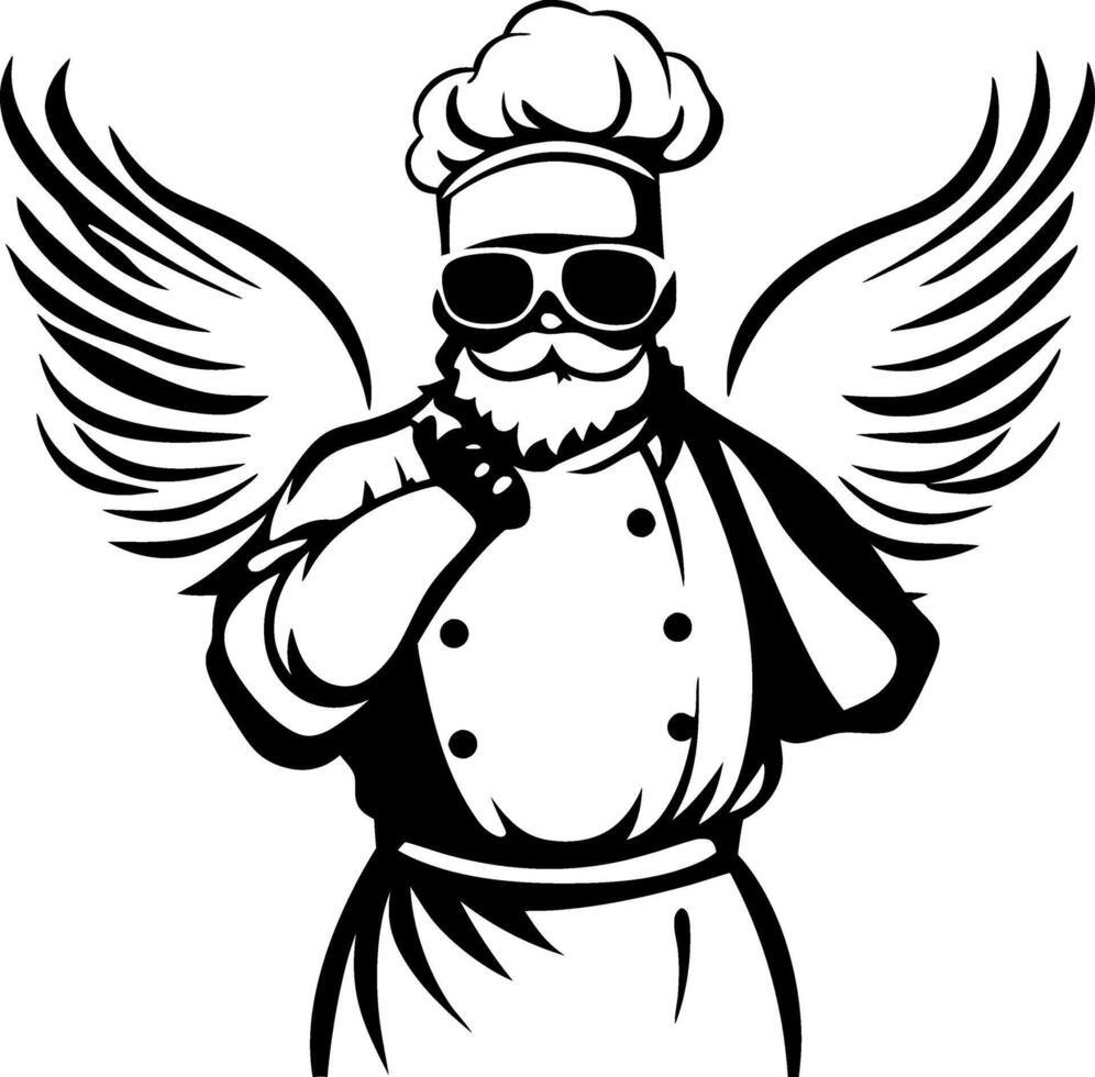 Cool Winged Chef with Sunglasses Illustration for Culinary Arts and Tattoo Design vector