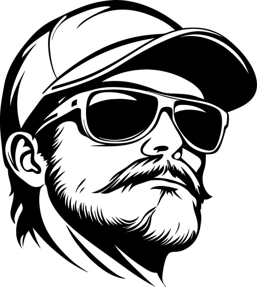 Stylish Male Portrait with Sunglasses and Cap Ideal for Tattoo Design and Graphic Projects vector