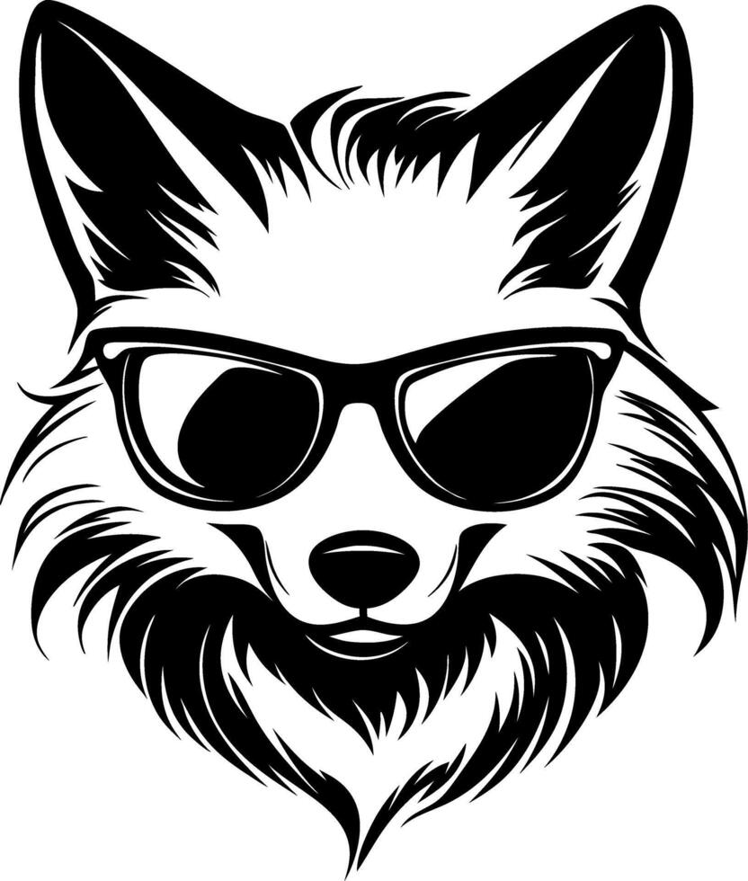 Cool Fox Head Illustration with Sunglasses Ideal for T-Shirt Designs and Graphic Art vector
