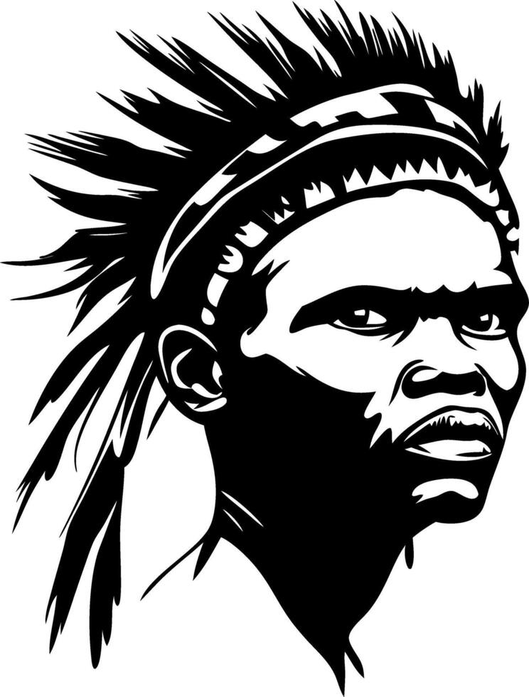 Powerful African Warrior Portrait with Intricate Hair Design for Tattoos and Illustrations vector