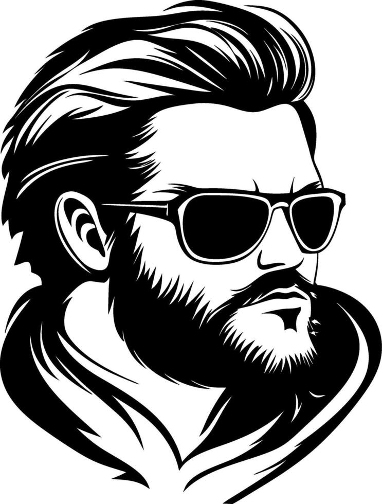 Stylish Male Portrait with Sunglasses and Beard for Tattoos or Graphic Design Projects vector
