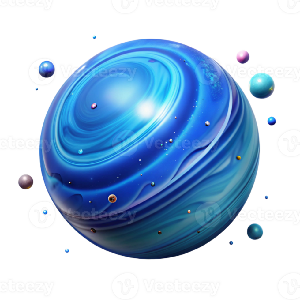 serene minimalist Neptune Planet Blue Swirl Transparent for Astronomy Designs detailed png