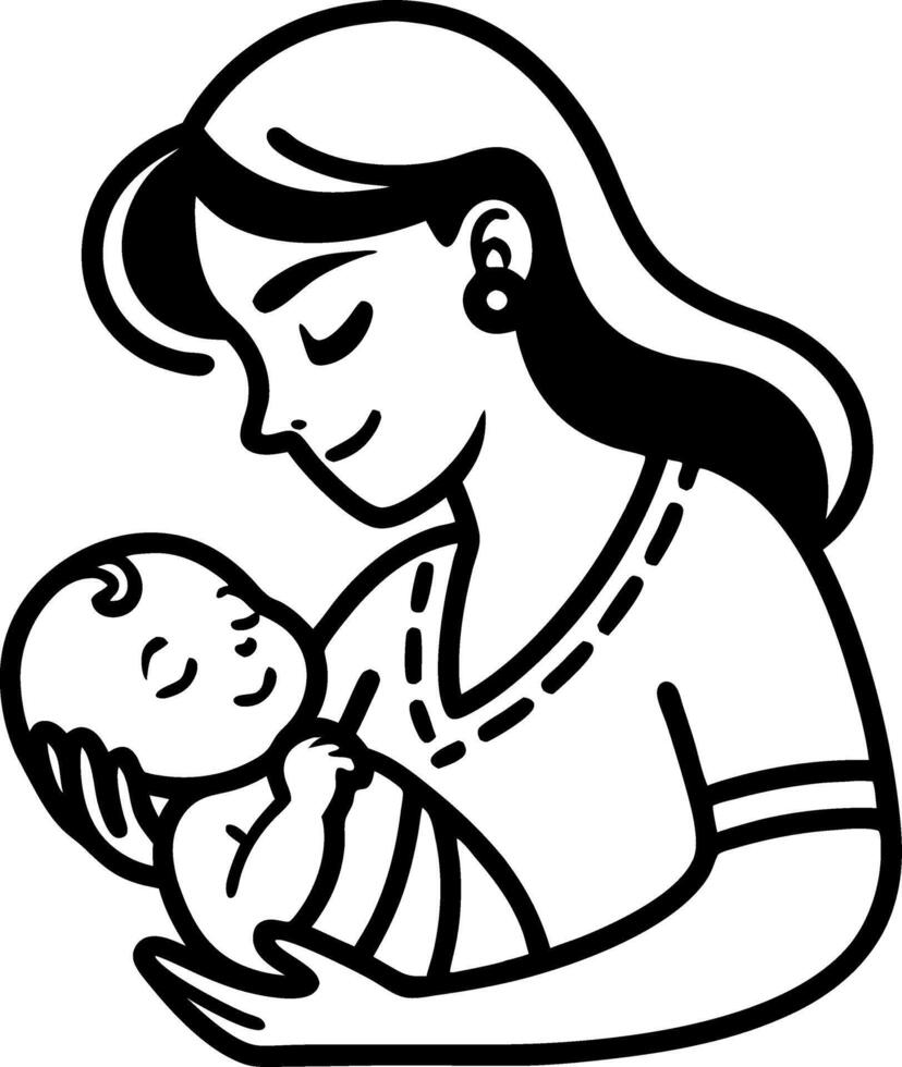 Mother Embracing Her Sleeping Baby Illustration for Parenting Themes and Baby Products vector
