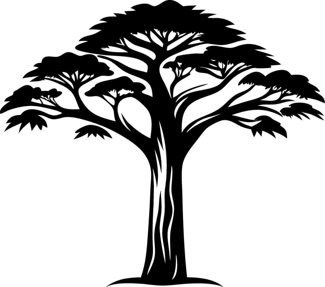 Elegant Silhouette of a Majestic Tree Perfect for Tattoo Design and Art Projects vector