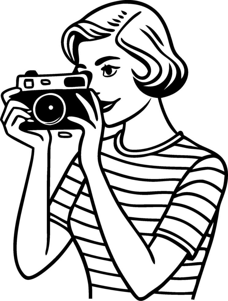 Vintage Woman Camera Illustration for Creative Projects and Design vector