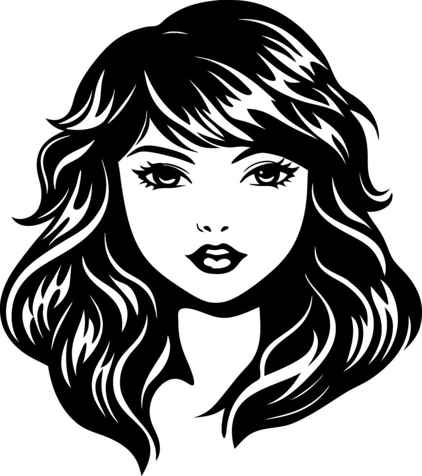 Beautiful Elegant Woman Portrait with Long Flowing Hair for Fashion and Beauty Designs vector