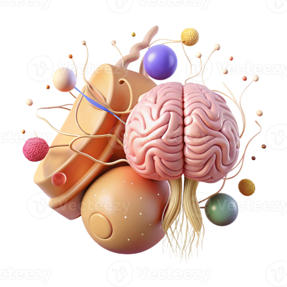 vibrant abstract Nervous System Brain and Spinal Cord Isolated for Neurology professional png