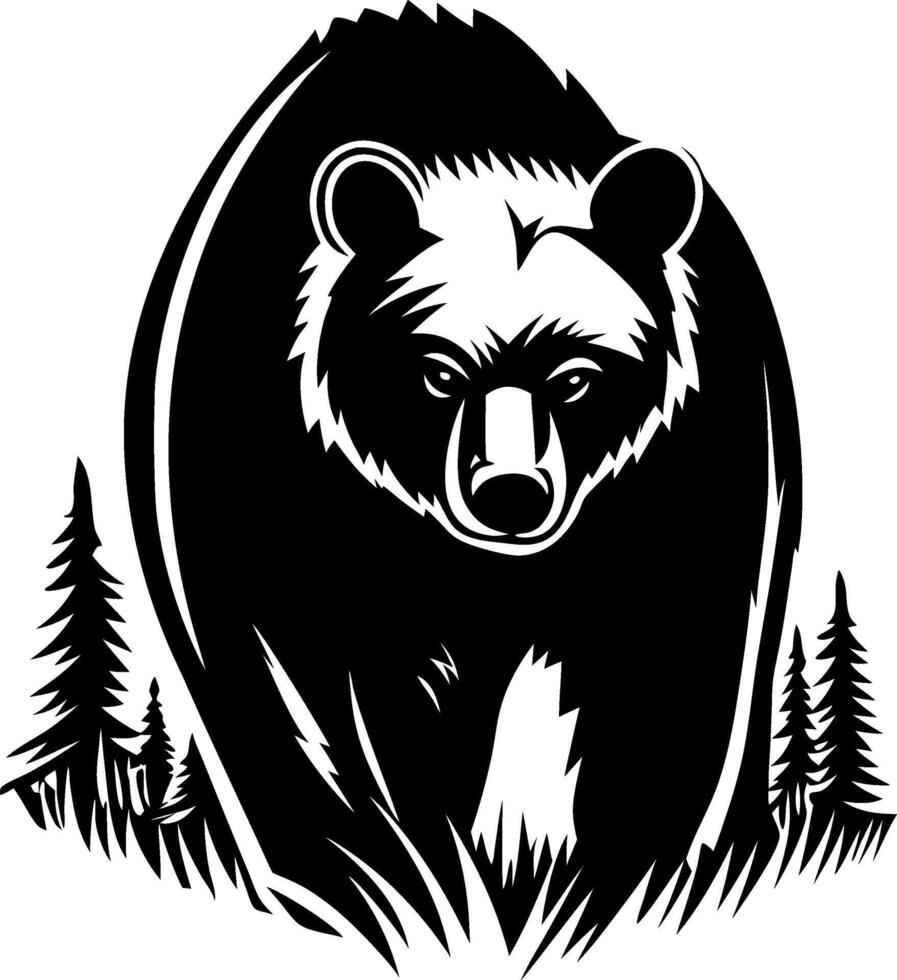 Majestic Bear Illustration with Woodland Background Perfect for Tattoo Design and Coloring Books vector