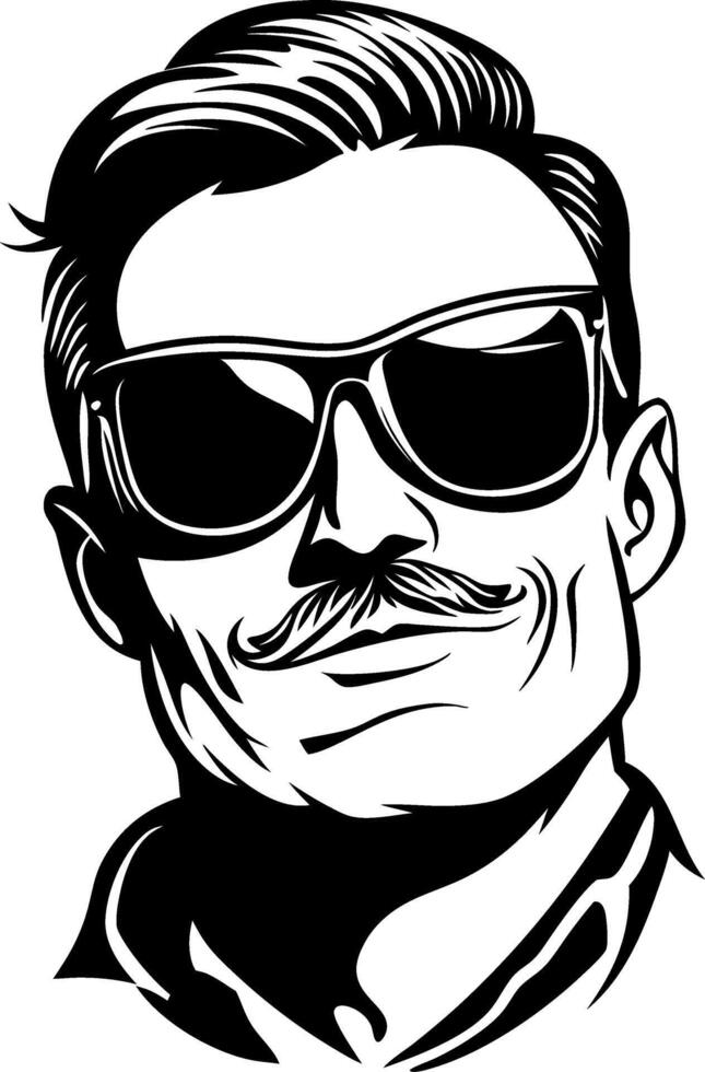 Stylish Man with Sunglasses and Mustache Vintage Illustration for Fashion and Design vector