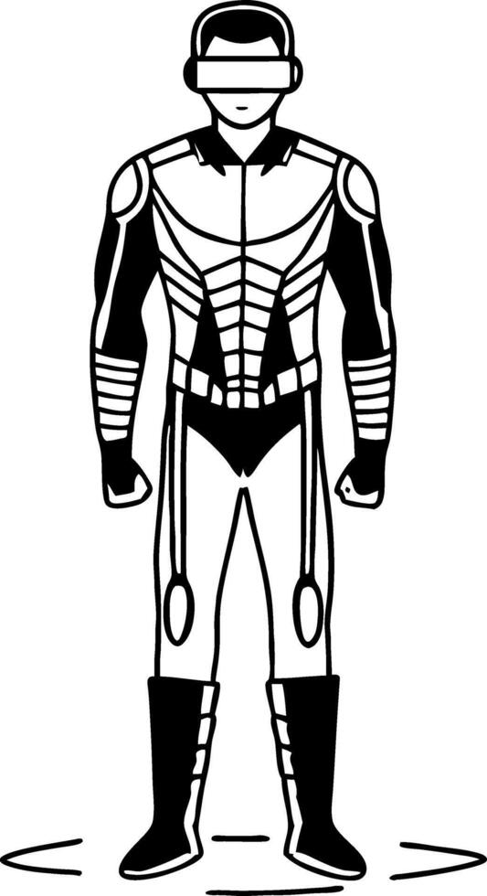 Futuristic Cybernetic Hero Illustration for Graphic Design and Merchandise vector