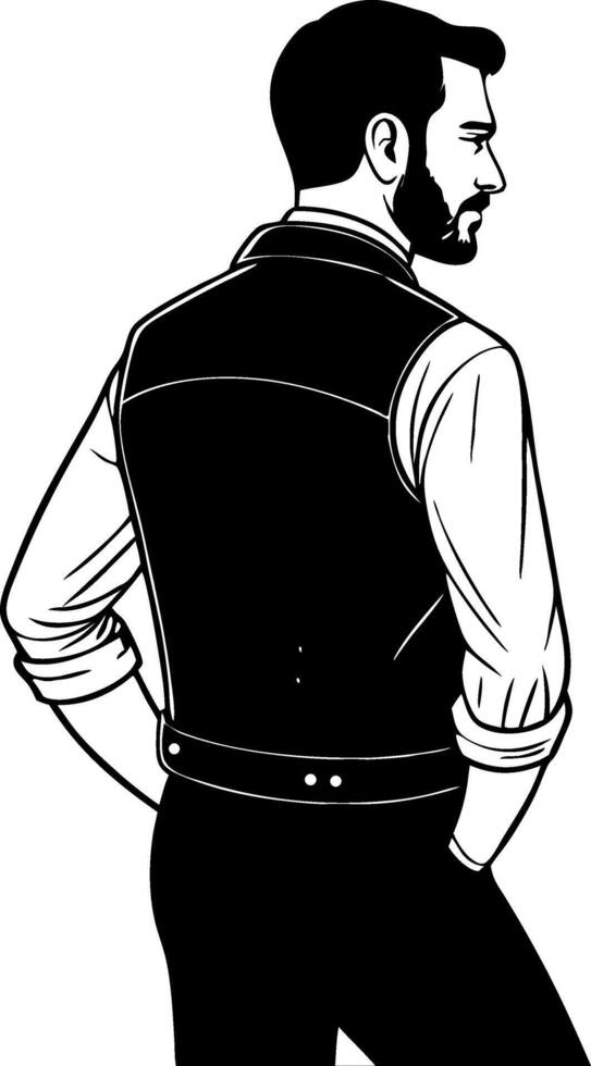 Stylish Man in Vest with Hands in Pockets for Fashion Illustration and Design vector