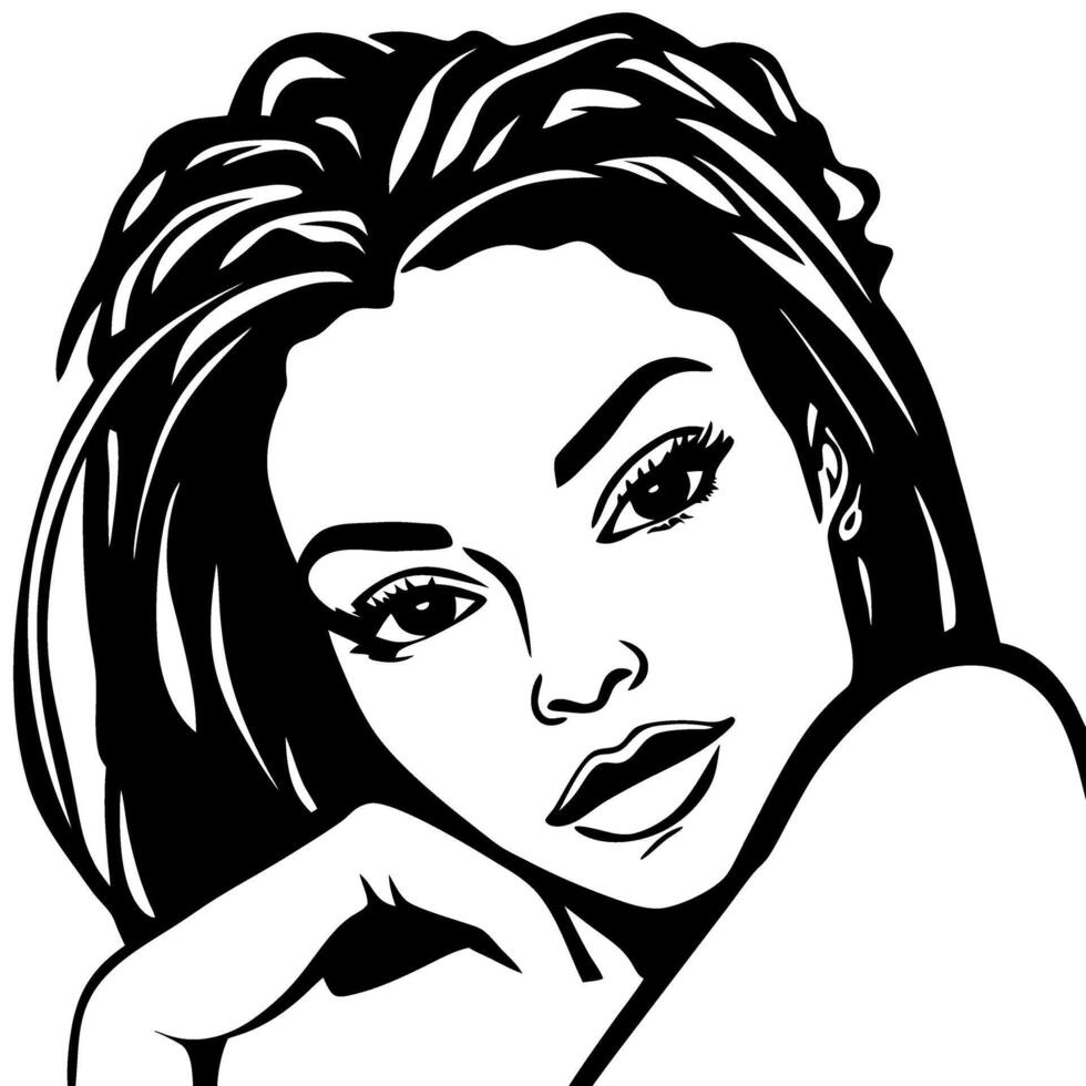Elegant Portrait of a Woman with Stylish Hair for Fashion Illustrations and Art Projects vector