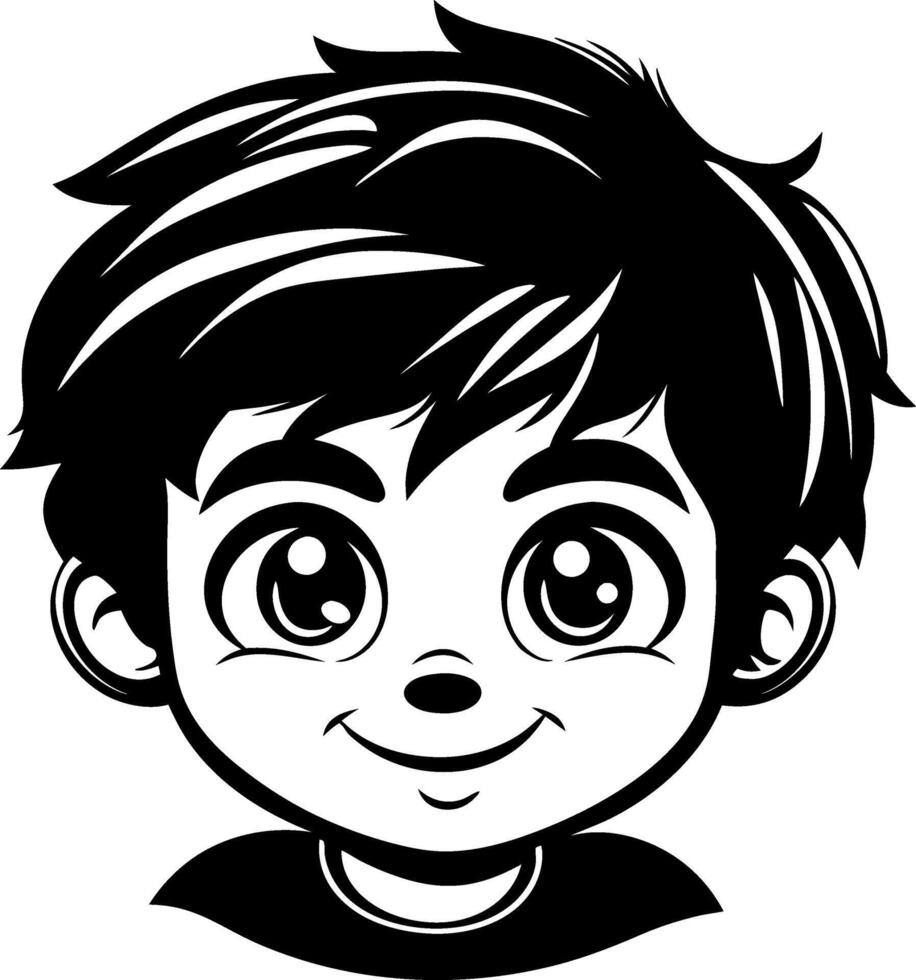 Cute Cartoon Boy Character With Big Eyes Smiling Design For Children Art Projects vector
