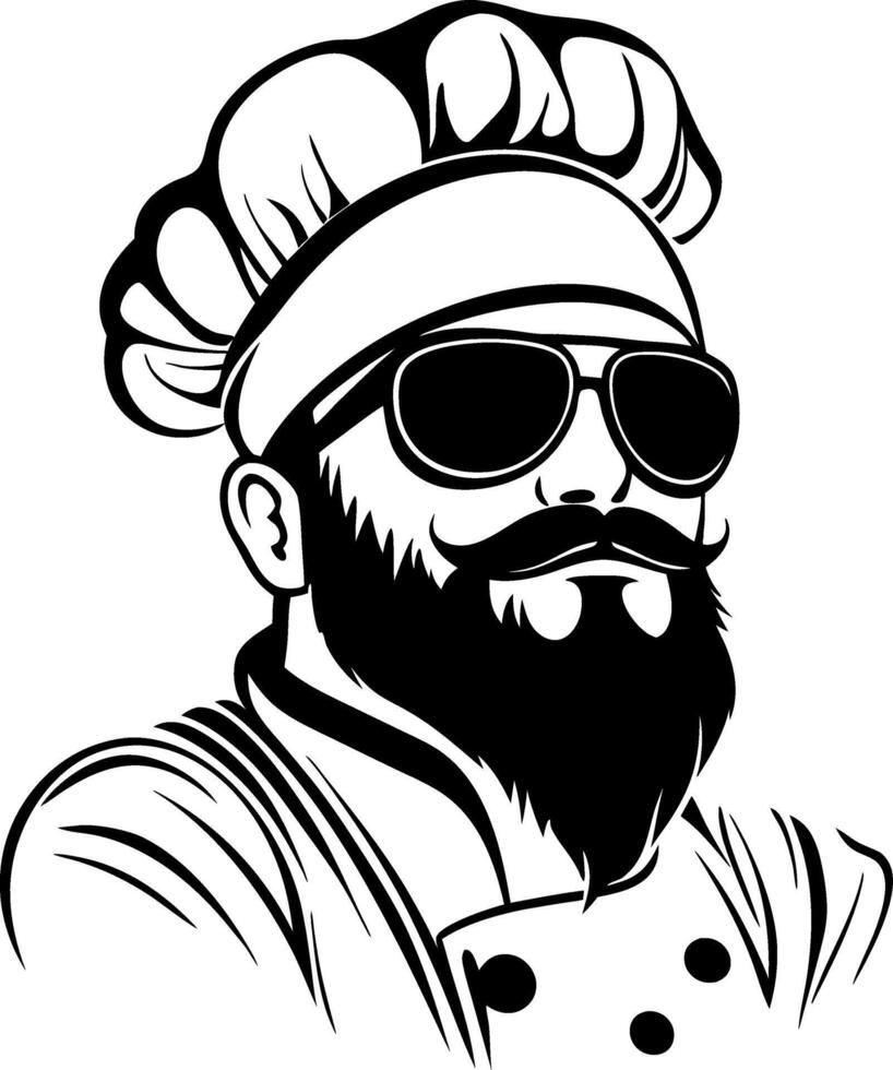 Stylish Chef with Sunglasses Modern Culinary Graphic Illustration for Tattoo and Apparel Design vector