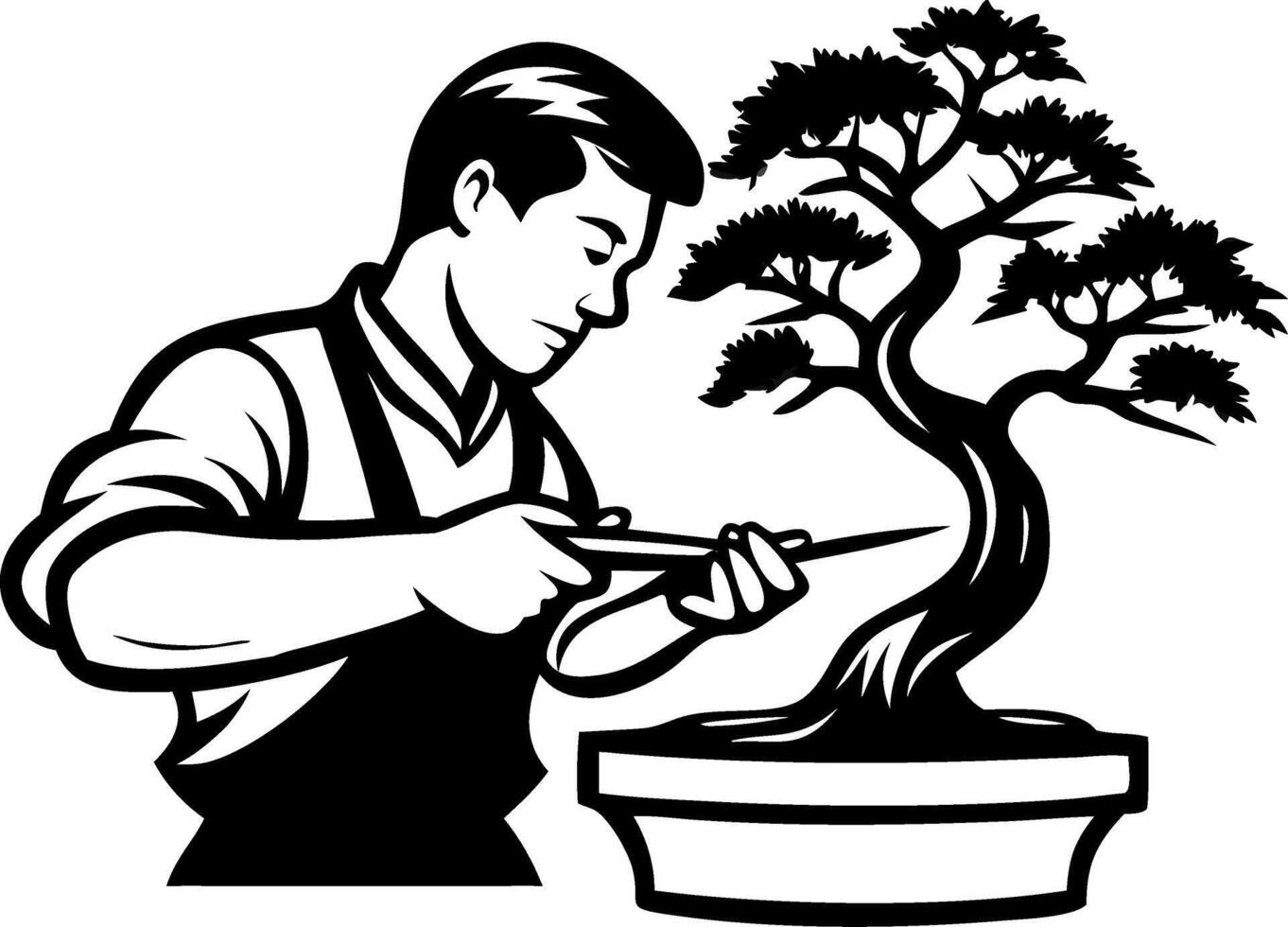 Bonsai Tree Care Expert Pruning Artistic Design for Home Decor and Gardening Enthusiasts vector