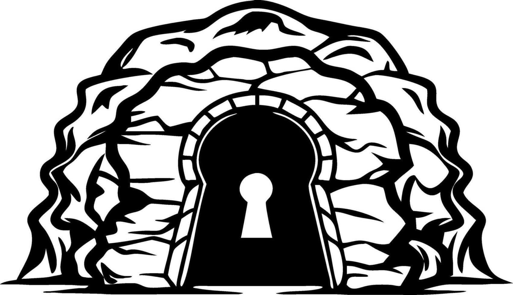 Intricate Cave Entrance with Keyhole Design for Unique Tattoo and Graphic Art Applications vector
