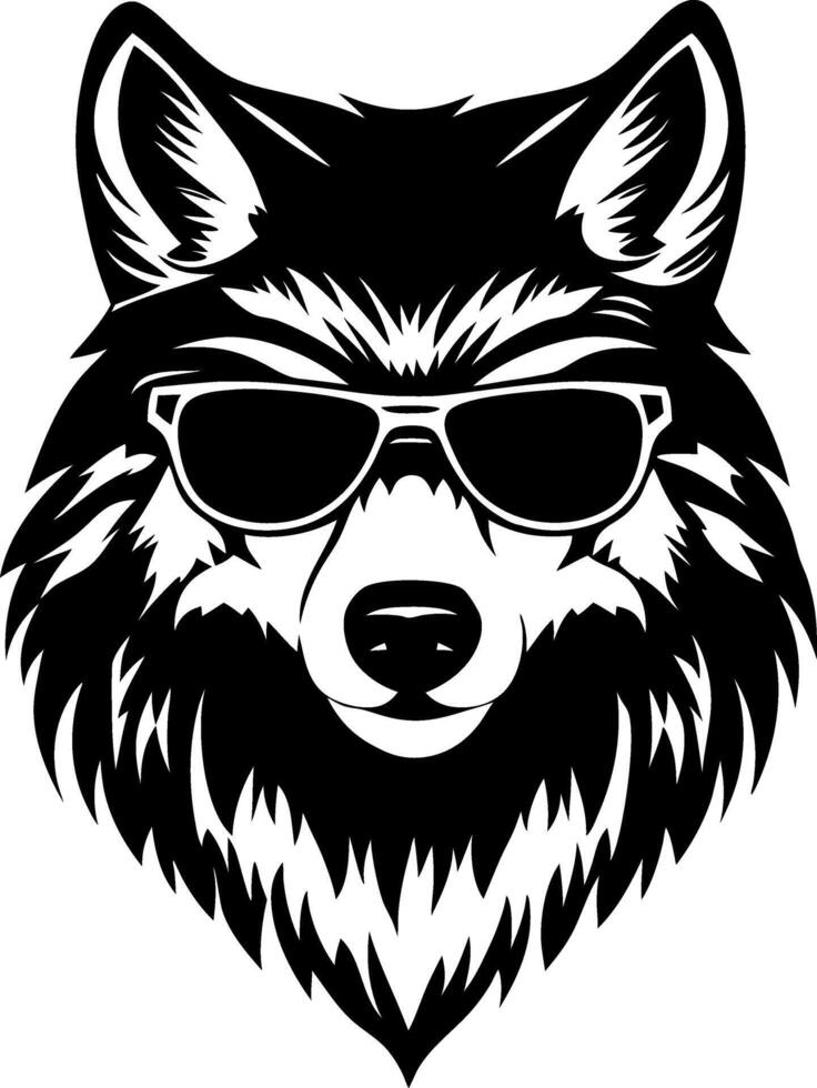 Cool Wolf Head Illustration with Sunglasses for Tattoo and Graphic Design vector