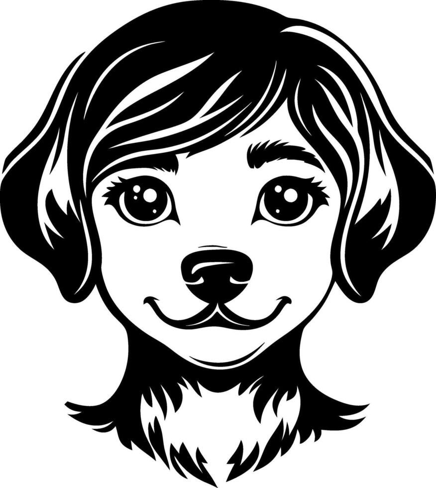 Cute Dog Character Illustration with Big Eyes and Whimsical Hair for Fun Designs vector