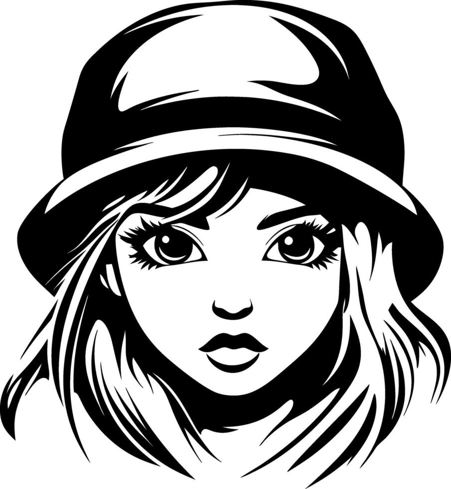 Stylish Female Character with Stylish Hat for Fashion Illustrations and Decals vector