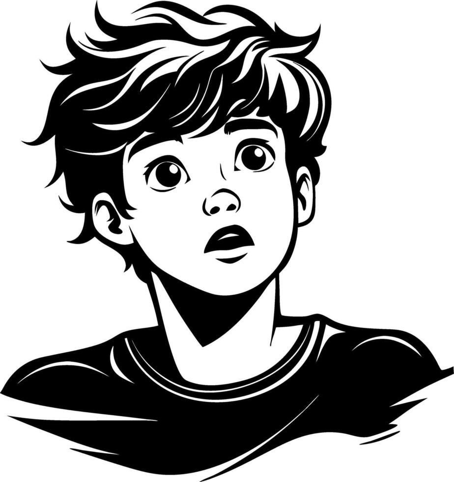 Surprised Boy Illustration with Expressive Features for Creative Projects vector