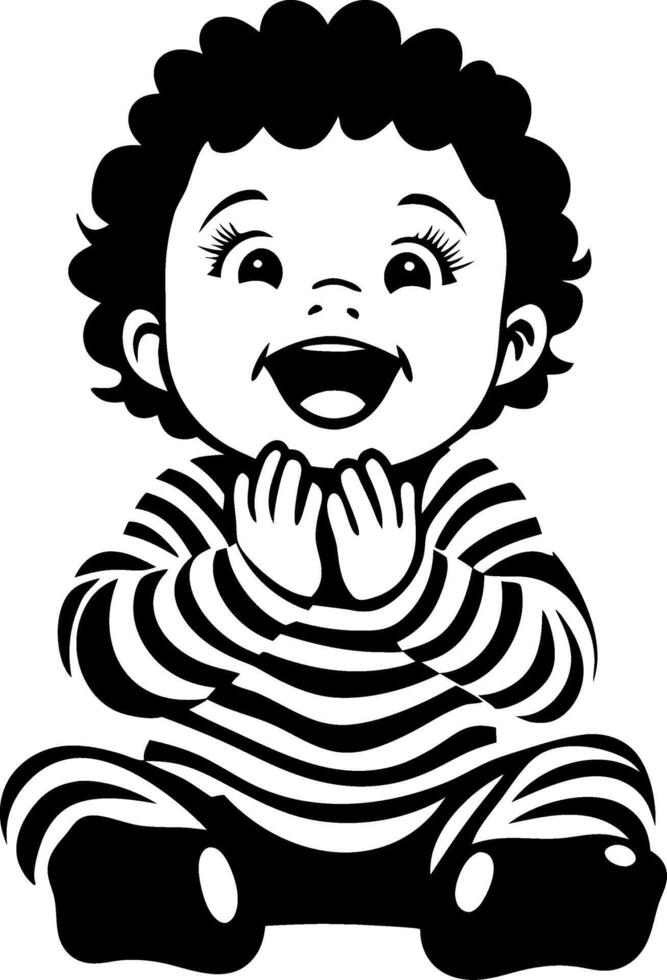 Happy Baby Sitting with Joyful Expression in Striped Outfit Illustration vector