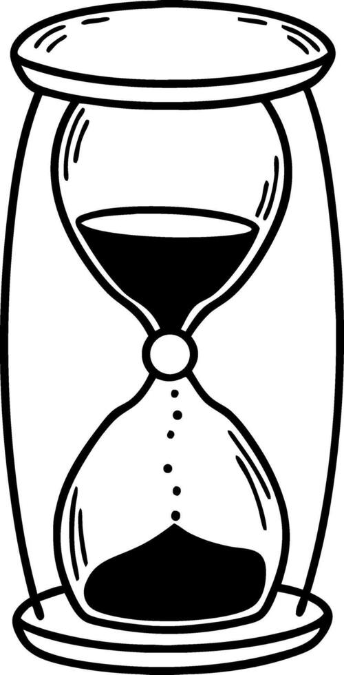 Classic Hourglass Illustration in Black and White Style Ideal for Tattoo Art and Coloring Pages vector